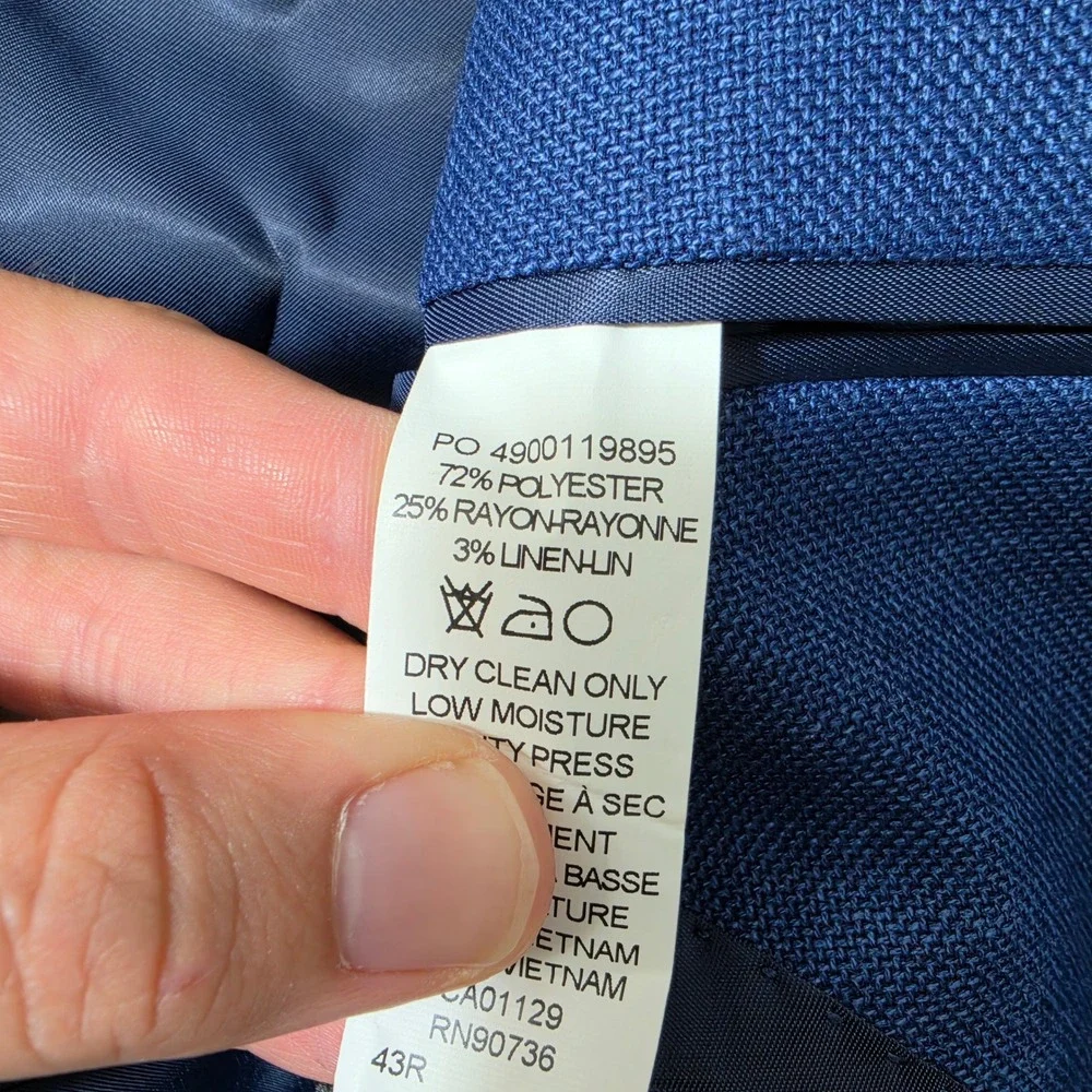 Lauren‎ Ralph Lauren Sport Coat Mens 43R Blue Linen Blend 2 Button Blazer